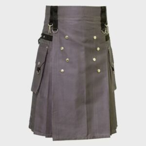 Grey Active Men Fashion Utility Kilt