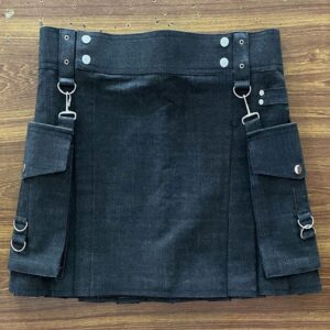 Black Denim kilt For Men