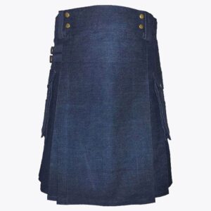 Blue Denim Kilt High Quality With Large Cargo Pockets