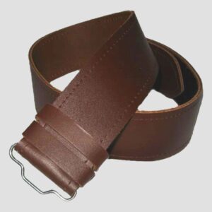 Brown Embossed Plain Kilt Belt With Celtic Buckle