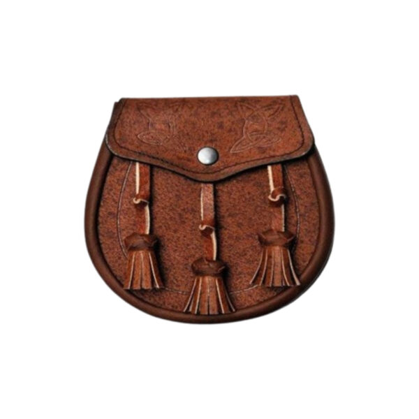Khaki Twin Swirl Celtic Embossed Leather Sporran