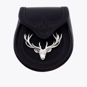 Stag Semi Dress Black Leather Sporran